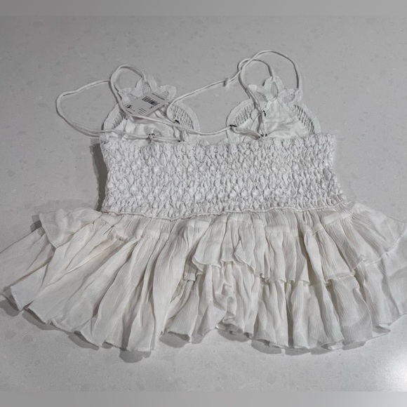 Free People NWT Adella White Cami cris cross back adjustable straps crop - Picture 4 of 5